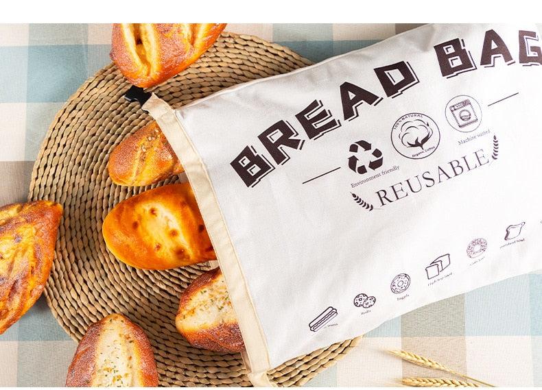 Organic Cotton Bread Bag (Reusable Premium Bread Bag/ Bakery Supplies)
